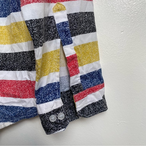 Scotch & Soda Colorful Striped Band Collarless Mandarin Button Up Shirt - Picture 10 of 11